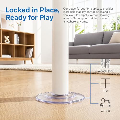 Wooden dog obstacle course indoor,Dog Agility Equipment with Suction Cups, Adjustable Puppy Play Gym Agility Hurdles,3-in-1 Dog Training Toys for Small Dogs, Portable Indoor Starter Kit with Guide