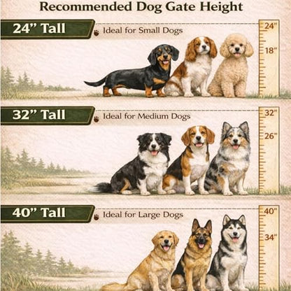 Extra Wide Adjustable Dog Gate w/Door – 32 inch Tall & Up to 214 Inch Wide 8 Panel Indoor Pet Barrier, Freestanding Heavy Duty Black Metal Fence for Small & Medium Dogs - size: 32 Inch