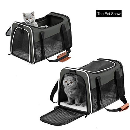 Cat Carrier - Portable Foldable Dog Pet Carrier, Soft-Sided Pet Bag up to 22 Lbs, Airline Approved Travel Puppy Carrier - color: Brown, size: 19.7"L x 12"W x 12"H