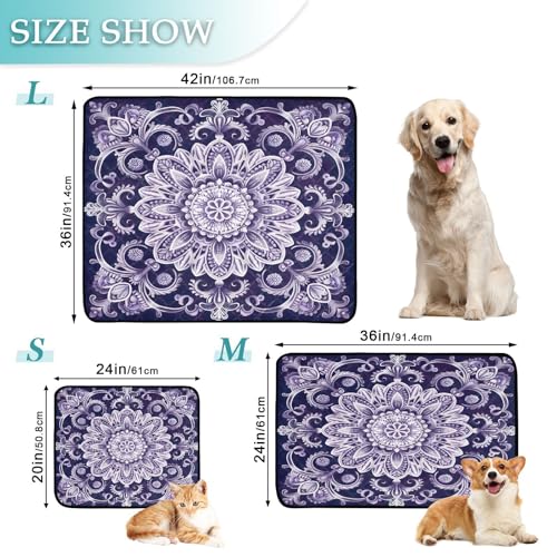 Qilmy Mandala Pet Mat, Waterproof Reusable Dog Training Pad Anti-Slip Pet Creat Pad for Small Medium Large Dogs and Cats - size: Medium+Large