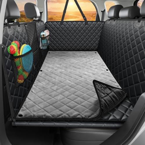 URPOWER 2026 Upgraded Back Seat Extender for Dogs - Large Hard Bottom Dog Car Seat Cover Holds 550lbs, Waterproof Dog Hammock Pet Bed with High-Density Foam Non-Slip Backseat Protector - color: Black and Grey, size: M - Cars / Full Size SUVs