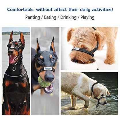 Pawaboo Dog Muzzle, Head Halter Collar for Dog, Pet Nylon Reflective Adjustable Loop Anti-Biting Barking Control Easy Fit Dogs Stops Dogs Pulling Head Leash, Small Size, Black - color: Black, size: Small