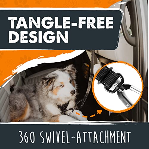 Mighty Paw Dog Seat Belt For Car Headrest - Distraction Free Driving, Heavy-Duty Aviation Grade Aluminum Carabiner, and Tactical Buckle.Adjustable Dog Seatbelt Harness for Small, Medium and Large Pets - style: Headrest Attachment