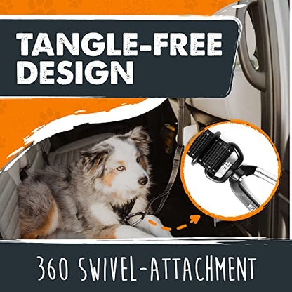 Mighty Paw Dog Seat Belt For Car Headrest - Distraction Free Driving, Heavy-Duty Aviation Grade Aluminum Carabiner, and Tactical Buckle.Adjustable Dog Seatbelt Harness for Small, Medium and Large Pets - style: Headrest Attachment