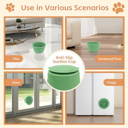 Dog Lick Bowl,Anxiety Relief Non-Slip Silicone Treat Bowl,Durable Anti-Choking Long-Lasting Enrichment Slow Feeder Licking Mat for Small Medium Large Breed,Freezable BPA Free Silicone Dishwasher Safe - color: Green, size: M-L