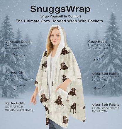 E&S Pets Sherpa Wearable Blanket Hoodie for Women – Soft Fleece Snuggs Wrap – 32 Dog & Cat Breeds – Warm Pet Lover Gifts - color: Labrador Chocolate