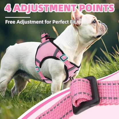 PUPTECK Dog Harness Small Sized Dog, Step in Adjustable Reflective Dog Vest Harness Escape Proof, No Pull Soft Padded Harness Easy Control, Pink, M - color: Pink, size: M (CHEST: 14.5"-20")