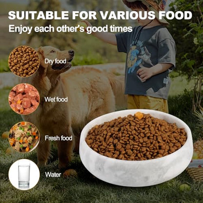 White Marble Dog Bowls, Non-Slip Dog Food Water Bowl Small, Heavy Duty Pet Bowl for Cats and Medium Dogs, Weighted African Natural Marble, Holds 4 Cups(5lbs) - color: Namib Fantasy, size: S
