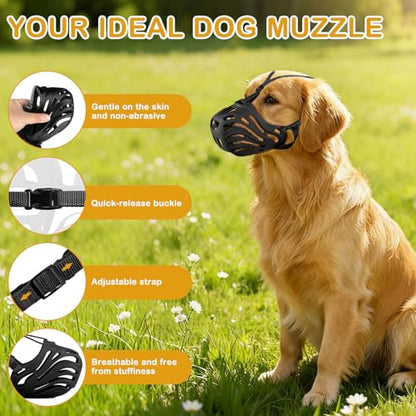 Dog Muzzle, Soft Breathable Dog Muzzles Suitable Dogs, Adjustable Basket Muzzles Prevents Chewing and Biting for Grooming Trimming Training - size: M ( 33lb )