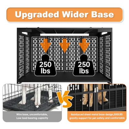 Snuowu 54 Inch Heavy Duty Dog Crate with Wheels, Metal Big Dog Cage for Large and Medium Dogs, Extra Large XL XXL Indestructible Dog Crate with Removable Tray. - size: 53.4"L x 29.0"W x 32.0"H