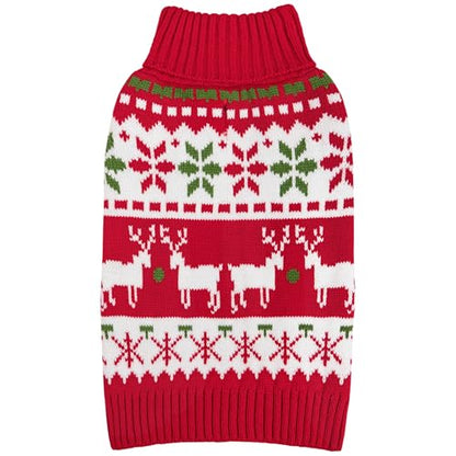 KYEESE Dog Christmas Sweater, Warm Turtleneck Dog Sweater for Small Dogs Boy Girl with Snowflake & Reindeer Pattern, Cozy Winter Knitwear with Leash Hole, Festive Holiday Outfit, Small - color: 1# Christmas, size: Small (4-7lbs)