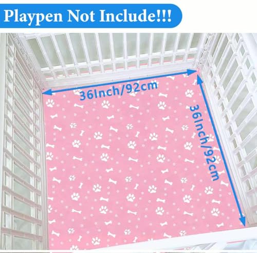 Dog Playpen Bottom Pad fit 36" x 36“ Puppy Playpen(Fence NOT Included),Reusable Pet Training Pads Dog Crate Pad,Waterproof Pet Pads,Whelping Pads,Puppies/Small Dogs,Hoop and Loop Design,Pink Bottom - color: 36"-BOTTOM-PINK