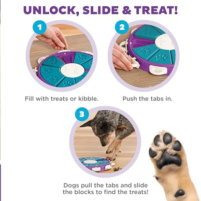 Outward Hound by Nina Ottosson Dog Twister – Interactive Treat Puzzle Enrichment Toy, Level 3 Advanced - color: Dog Twister (Purple, Blue)