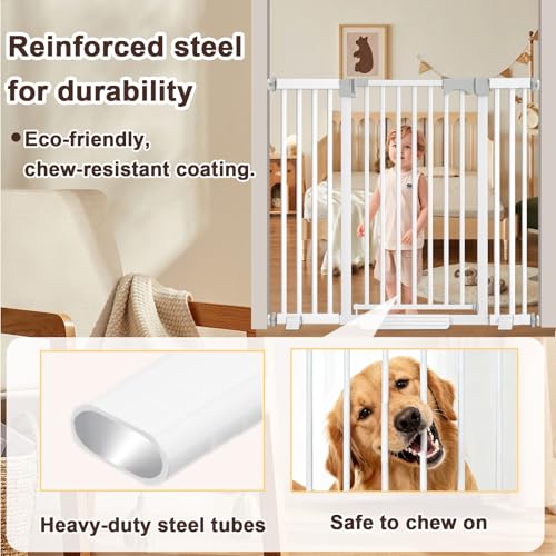 30"-62.5" Extra Wide Baby Gate for Doorways/Hallways,Pressure-Mounted Dog Gate Indoor for Stairs, Auto Close Pet Door for Child/pet Proof Safety, No Need Drilling, White - size: White30''-62.5''Wide