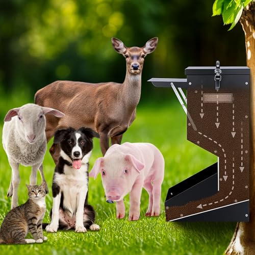 Willinglong 2 Pcs Automatic Dog Feeder with Lid 25 Lbs Capacity Outdoor Dog Feeder Hanging Self Feeding Pet Food Dispenser Pet Food Feeders for Large Dogs Large Breed - size: 25 Lbs Capacity