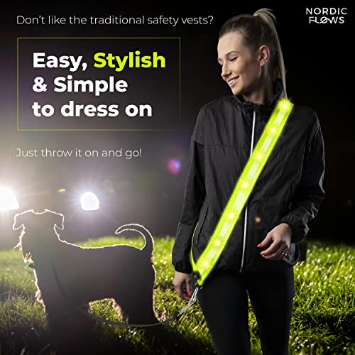 Rechargeable LED Lights Safety Vest – Reflective and Lighted Sash for Night Walks, Running, and Walking the Dog in the Dark Gear