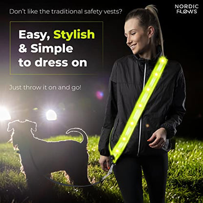 Rechargeable LED Lights Safety Vest – Reflective and Lighted Sash for Night Walks, Running, and Walking the Dog in the Dark Gear