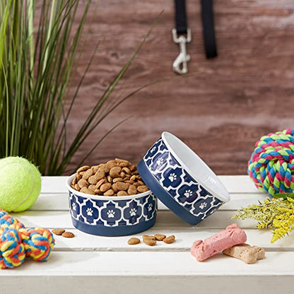 Bone Dry Lattice Collection Pet Bowl & Canister, Small Set, 4.25x2", Nautical Blue, 2 Count - color: Nautical Blue, size: Small Set, 4.25x2"