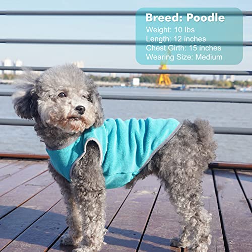 cyeollo 2 Pack Dog Fleece Sweater, Pullover Warm Dog Vest Reflective Doggie Stretchy Coat, Winter Puppy Jacket Pet Sweatshirt Clothes for Small Dogs Size S Turquoise & Grey - color: 1# Teal & Grey, size: Small