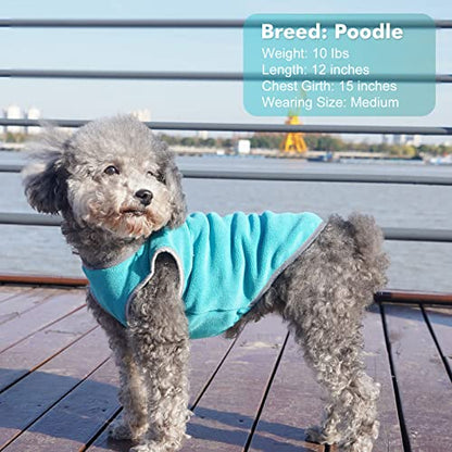 cyeollo 2 Pack Dog Fleece Sweater, Pullover Warm Dog Vest Reflective Doggie Stretchy Coat, Winter Puppy Jacket Pet Sweatshirt Clothes for Small Dogs Size S Turquoise & Grey - color: 1# Teal & Grey, size: Small