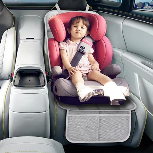 Meolsaek Car Seat Protector for Child Car Seat, Durable 600D Fabric Waterproof Car Seat Cover with Thick Pad Non-Slip Backing，No Imprints (Silver Gray-2pcs) - color: Silver Gray-2pcs