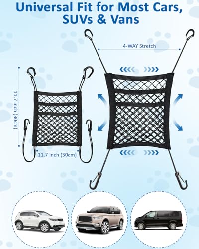 Dog Barrier for SUV Truck, Car Dog Barrier Net Pet Divider - Mesh Safety Between Seats, Easy Install Storage, Driving Safely with Kids Pets
