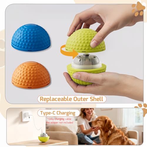 SNOYWEN Smart Interactive Dog Toy, Automatic Moving Bouncing Rolling Ball, Food-Grade Rubber Material IPX7 Waterproof Active Ball for Medium and Large Dogs (Yellow) - color: Yellow