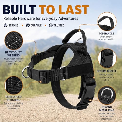 No Pull Dog Harness - Escape Proof Adjustable Vest, Breathable Mesh Anti-Choke Design with Reflective Straps, Training Harness for Small Medium Large Dogs for Daily Walking Camping Traveling - size: S