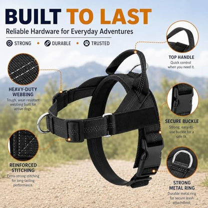No Pull Dog Harness - Escape Proof Adjustable Vest, Breathable Mesh Anti-Choke Design with Reflective Straps, Training Harness for Small Medium Large Dogs for Daily Walking Camping Traveling - size: S