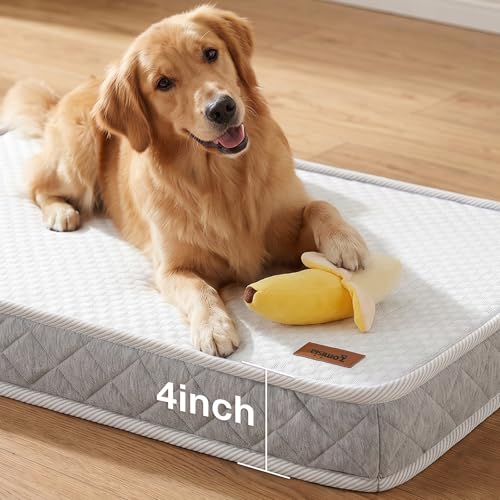 ZOMISIA Breathable Orthopedic Dog Bed for XL Dog, Reversible Warm & Cooling Dog Bed Mattress for All Season, 4" Thick Honeycomb Supportive Pet Bed with Detachable Non-Slip Bottom, Waterproof Cover - size: X-Large