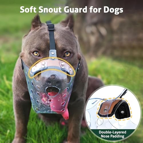Mayerzon Pitbull Muzzle, Basket Muzzle for Large Dogs Rottweiler to Prevent Biting Chewing Scavenging, Breathable Dog Mouth Guard for Grooming Vet Visits that Allows Panting Drinking - size: XL