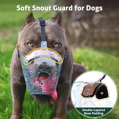 Mayerzon Pitbull Muzzle, Basket Muzzle for Large Dogs Rottweiler to Prevent Biting Chewing Scavenging, Breathable Dog Mouth Guard for Grooming Vet Visits that Allows Panting Drinking - size: XL