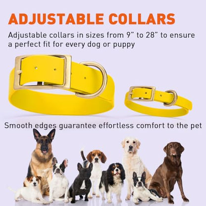 Viper Biothane Heavy Duty Waterproof Dog Collar Strong Coated Nylon Webbing w/Solid Brass Hardware Odor-Proof for Easy Care to Clean High Performance Fits Small Medium or Large Dogs, Lemon Yellow