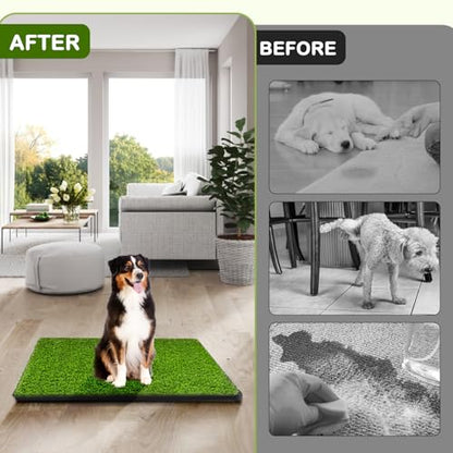 Dog Grass Pad with Tray, 34''X23'' Large Artificial Turf Grass Potty, Reusable Puppy Pee Pads for Dogs, Portable Dog Litter Box for Indoor/Outdoor Potty Training Toilet - size: Large