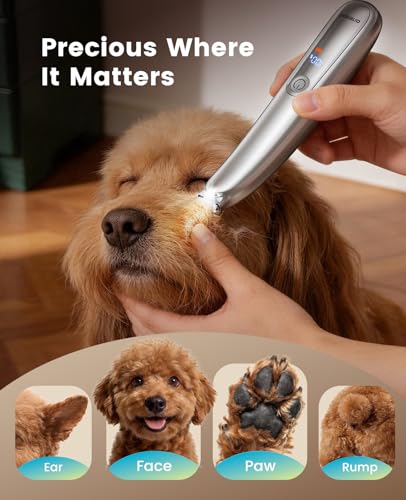 oneisall Dog Paw Trimmer with LED Light, 35dB Low Noise Paw Clippers for Dogs & Cats, 2-Speed 6500 RPM Cordless Rechargeable Trimmer with Curved Safety Blade for Between Toes & Sensitive Areas