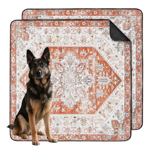 Washable Pee Pads for Dogs 2 Pack, Absorbent Reusable Puppy Pads Waterproof, Leakproof & Non-Slip Whelping Pad, Potty Training Pads for Dogs Playpen Mat 48x48 - color: A Orange, size: 48"x48"(2 Pack)