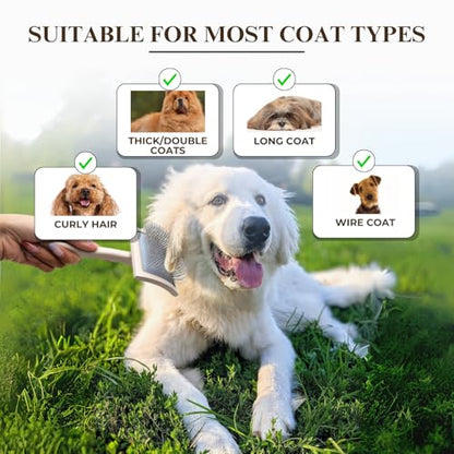 Specialized Grooming Tool for Great Pyrenees and Doodles (Goldendoodles, Poodles & Labradoodles) - Dog Slicker Brush & Comb Kit: Work Through Dense and Long Coats, for Both Matted Hair and Shedding