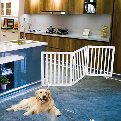 Dog Gate Wooden Freestanding Pet Gate3 Panel 23.6" Height White Indoor Dog Fences,House Gate for Doorways & Stairs
