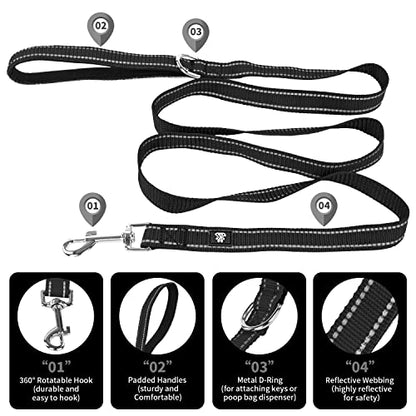 NESTROAD Dog Collar and Leash Set,Reflective Dog Collars with Quick Release Buckle,Adjustable Nylon Pet Collar for Small Medium Large Dogs(Large,Black) - color: Black, size: Large