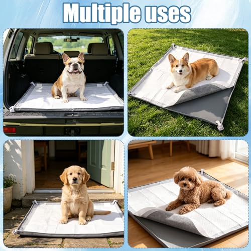 Penitue Silicone Dog Pee Pad Holder Fits Up to 24x24 Inch Pee Pads, Leak-Proof Raised Edges Puppy Potty Tray with 4 Fixing Clips Square Non-Slip Dog Pet Potty Training Mat for Floor Protection (Grey)