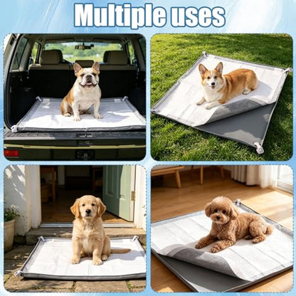 Penitue Silicone Dog Pee Pad Holder Fits Up to 24x24 Inch Pee Pads, Leak-Proof Raised Edges Puppy Potty Tray with 4 Fixing Clips Square Non-Slip Dog Pet Potty Training Mat for Floor Protection (Grey)
