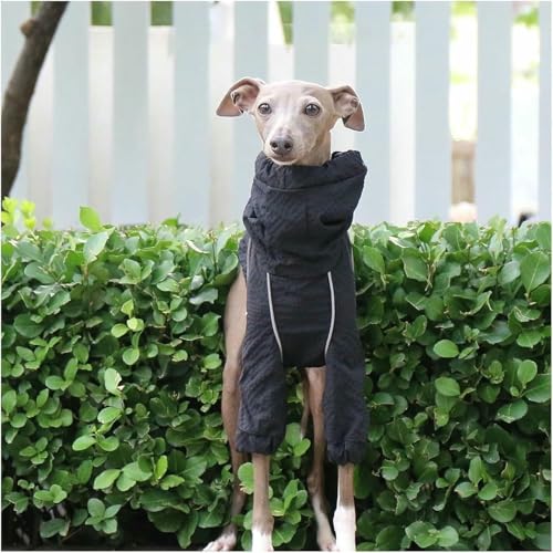 Large Dog Rain Jacket Greyhound Windbreaker Raincoat High Collar Adjustable Reflective Pet Clothes Rainproof Quick-Drying Jacket Coats for Whippet Dogs - color: Black, size: 3XL