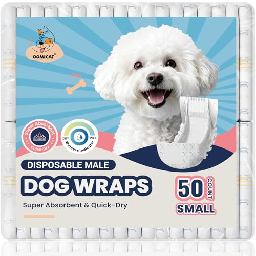 Male Dog Diapers Disposable, Small 50 Ct, Quick Dry Puppy Diapers Male with Leak-Proof Design, Comfortable Belly Bands for Male Dogs, Fit for Teddy, Beagle, Dachshund - size: Small: 50 Ct