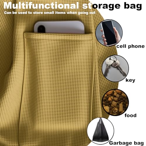 Dog Slings for Small Dogs,Soft and Breathable Waffle Fabric,Puppy Essentials,Reversible Dog Sling with Organizer Pocket,Suitable for Small Dogs and Cats,Pink,Khaki - color: khaki