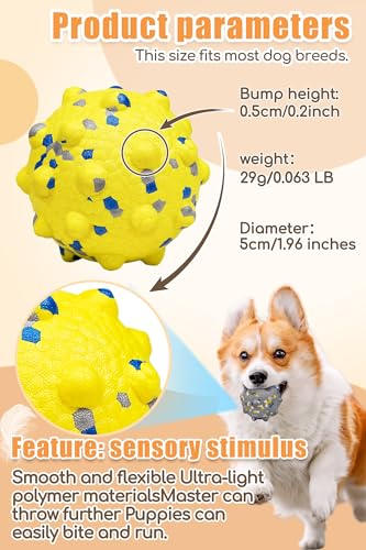 Moonorange 1.96'' Dog Balls for Dogs Aggressive Chewers Indestructible Tennis Durable Bouncy Interactive Dog Toy Balls for Fetch Game Floating Training(Yellow Small) - color: Yellow-Small