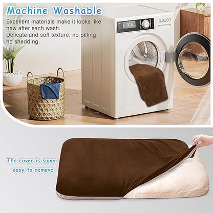 Magic Dog Super Soft Large Dog Bed Pad Mat Orthopedic Pet Beds 30 Inch Washable Anti Slip Dog Sleeping Mattress with Removable Cover, Dark Brown M - color: Dark Brown, size: 32.0"L x 24.0"W x 3.0"Th