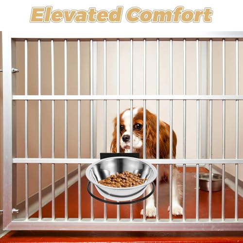 DOITOOL Raised Wall-Mounted Dog Bowl Set Stainless Steel Elevated Dog Food and Water Feeder with Deep Bowls Large Size Space-Saving Pet Feeding Station