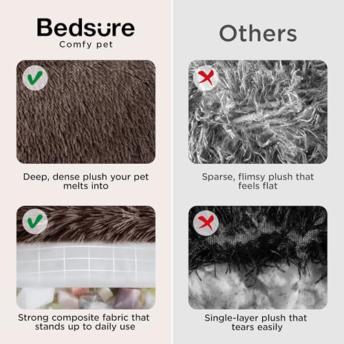 Bedsure SupportMax™ Calming Dog Beds Large Sized Dog - 36in Donut Washable Large Pet Bed,Anti-Slip ＆Removable Cover,420GSM Round Anti-Anxiety Fluffy Plush Faux Fur Bed, Fits up to 80 lbs Pets - color: Chestnut Brown, size: L(36x36x8)