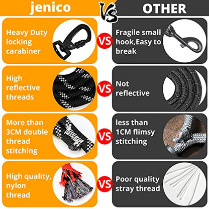 Rope Dog Leash 6 FT: Heavy Duty Leashes with Swivel Lockable Hook Reflective Threads Bungee and Padded Handle - Dog Lead for Large Small Medium Dogs Outside Walking Hiking Black - color: Black, size: 6ft*1/2''