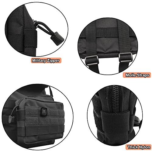 Molle Pouches, Tactical Admin Pouch Compact EDC Utility Gadget Gear Pouch Military Carry Accessory Belt Hanging Waist Bag - color: 2 pack-black-7"(L) * 5.1"(H)